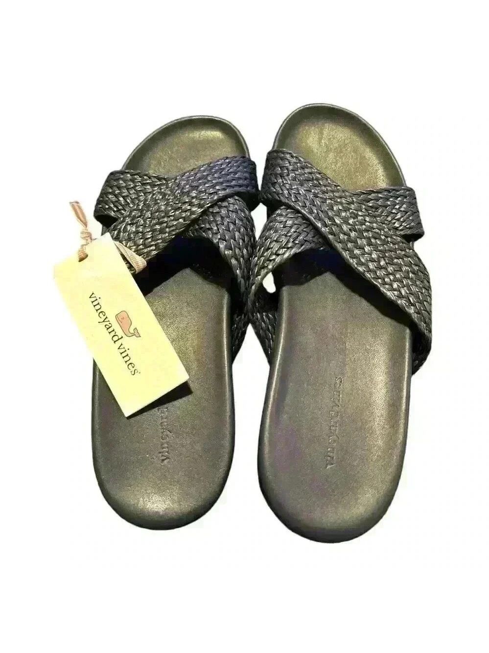 Vineyard Vines Jute Strap Pool Slide. Women’s Size 9, NEW WITH TAGS